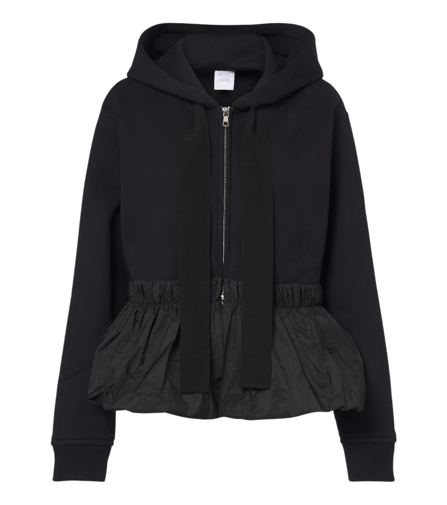 Patou Peplum cotton zip-up hoodie