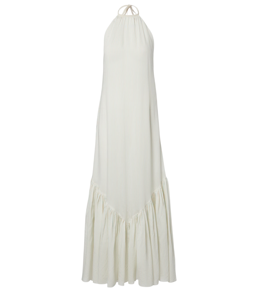 Patou Striped halterneck open-back maxi dress