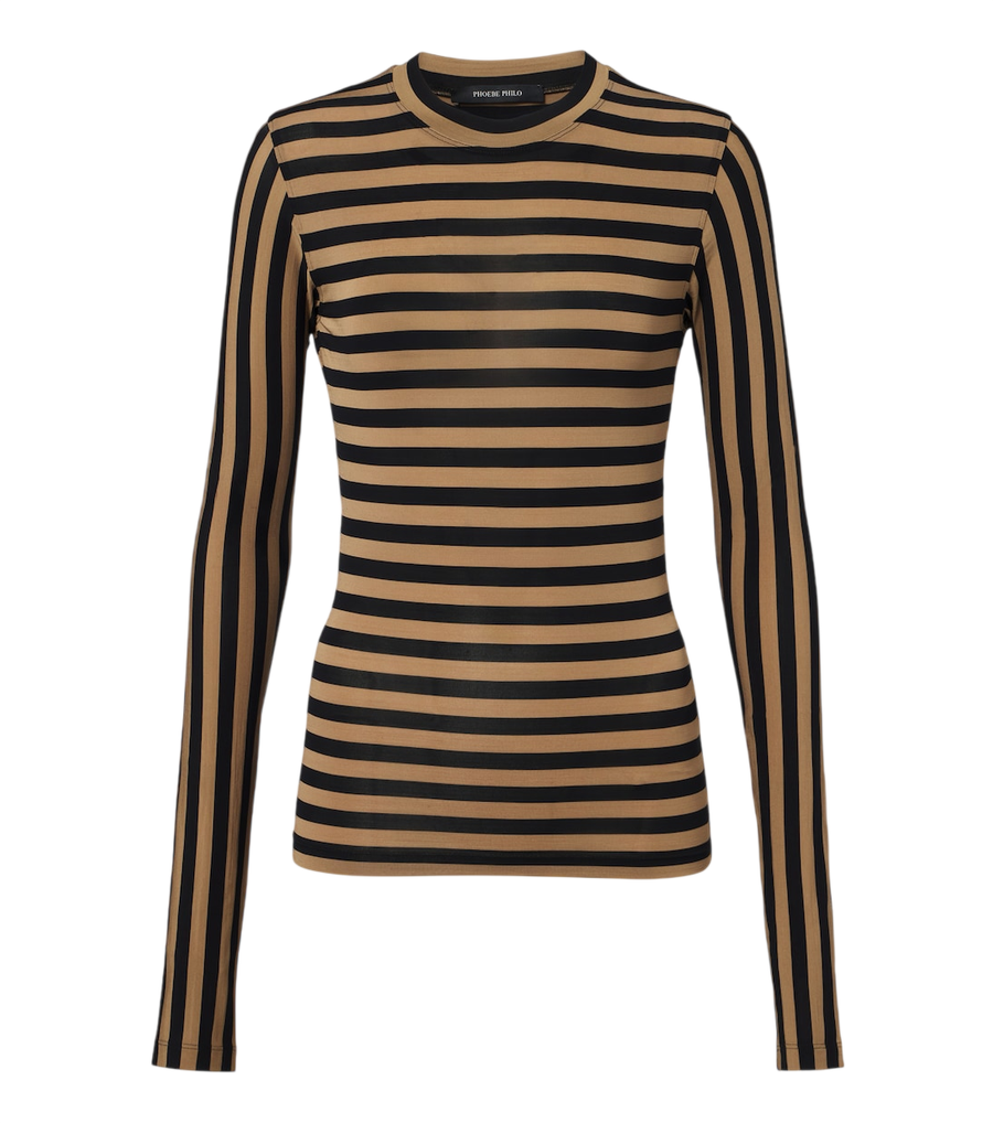 T-shirt en jersey de crêpe rayé Phoebe Philo