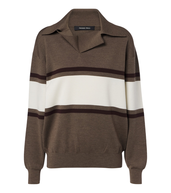 Phoebe Philo Striped wool polo sweater