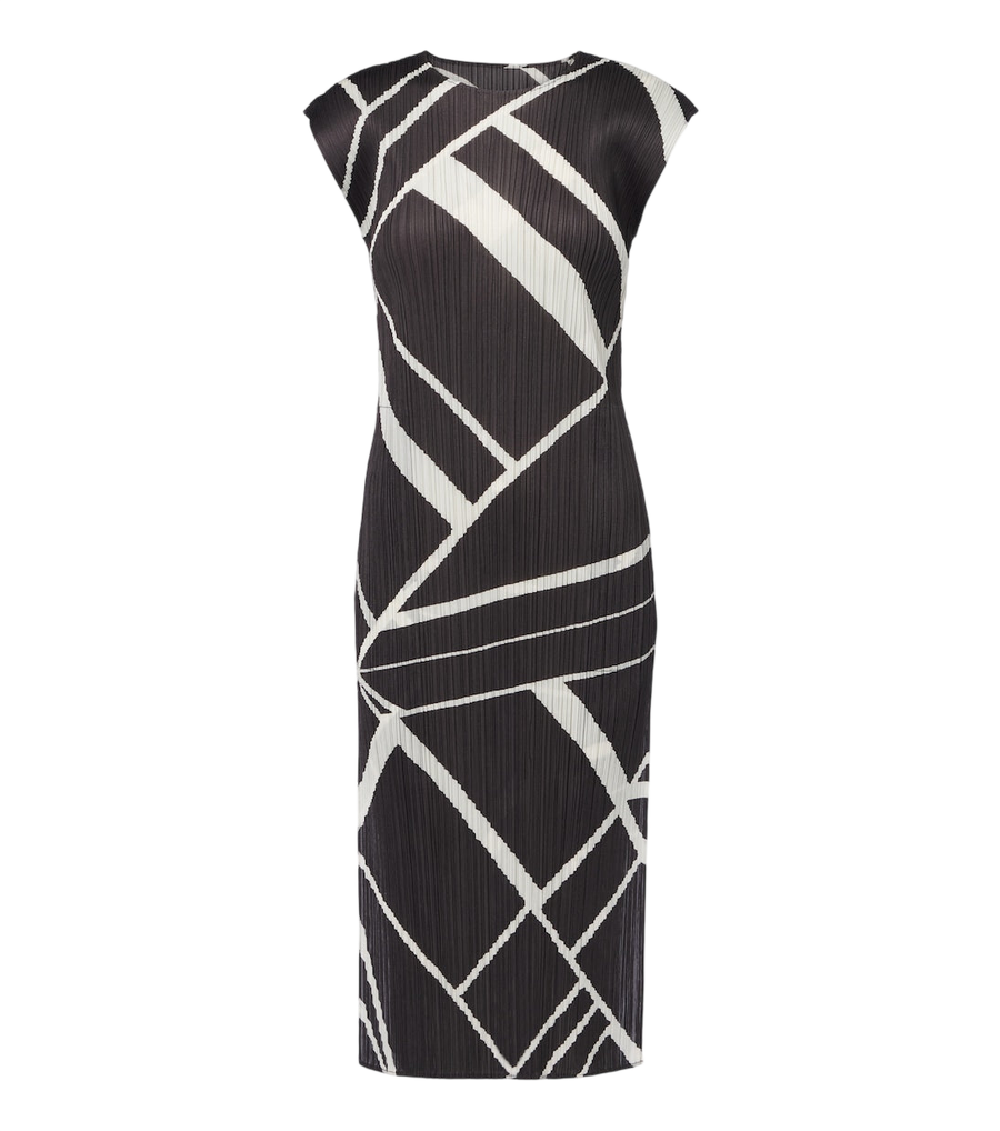 Pleats Please Issey Miyake Fold Line robe midi plissée imprimée