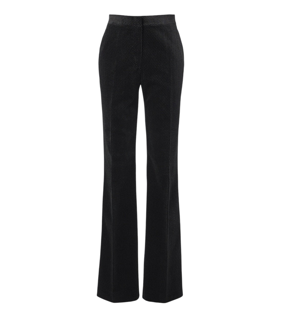Polka-dot cotton velvet straight pants