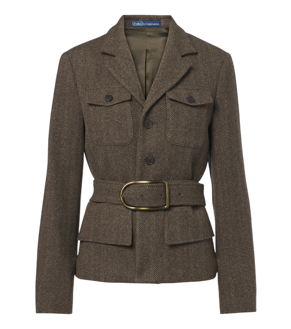 Polo Ralph Lauren Belted herringbone wool-blend tweed jacket
