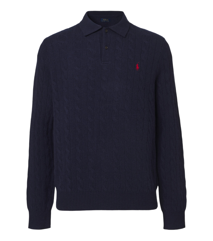 Polo Ralph Lauren Cable-knit wool and cashmere polo sweater