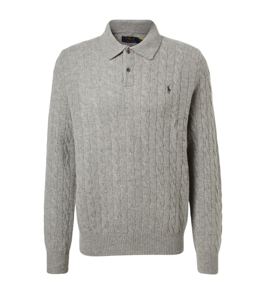 Polo Ralph Lauren Cable-knit wool and cashmere polo sweater