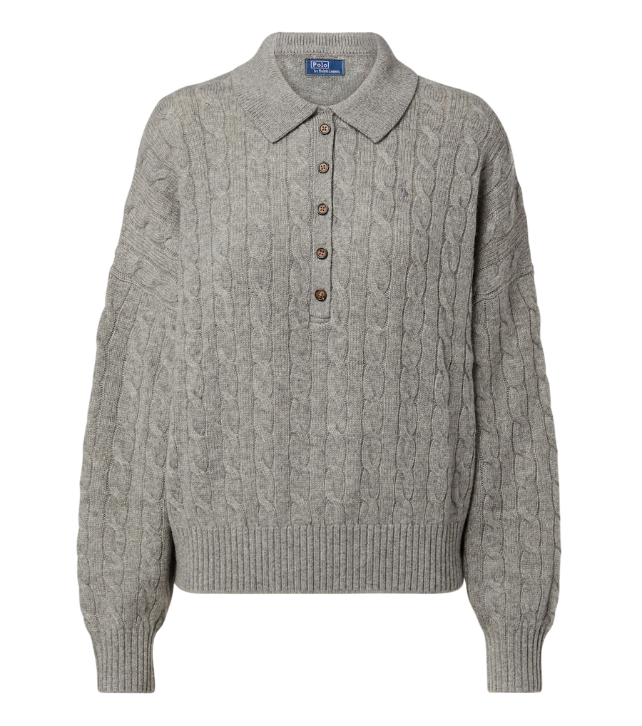 Polo Ralph Lauren Cable-knit wool and cashmere polo sweater