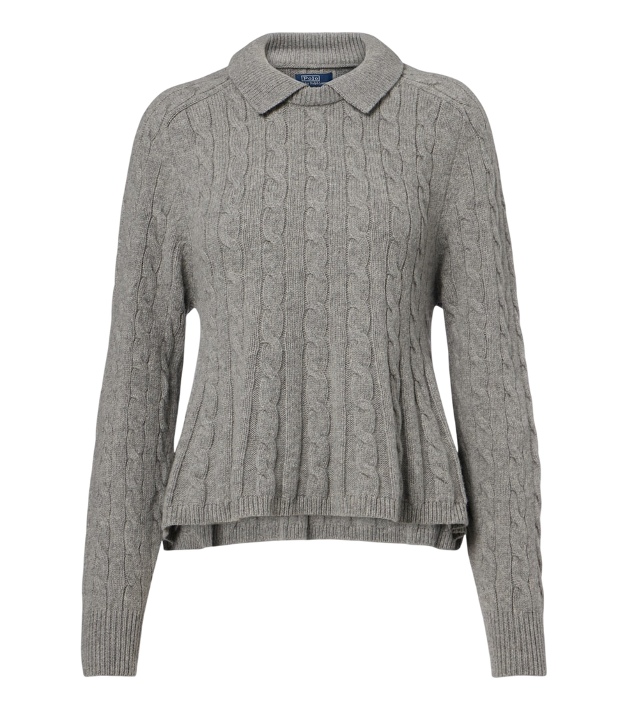 Polo Ralph Lauren Cable-knit wool and cashmere polo sweater