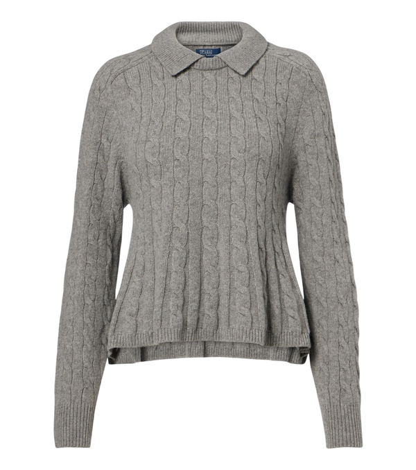Polo Ralph Lauren Cable-knit wool and cashmere polo sweater