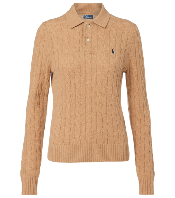 Jersey tipo polo de punto trenzado en lana y cachemir de Polo Ralph Lauren
