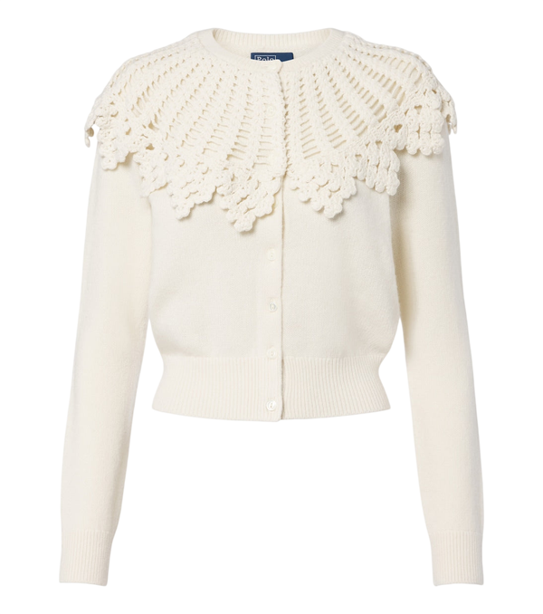 Polo Ralph Lauren Crochet-trimmed wool and alpaca cardigan