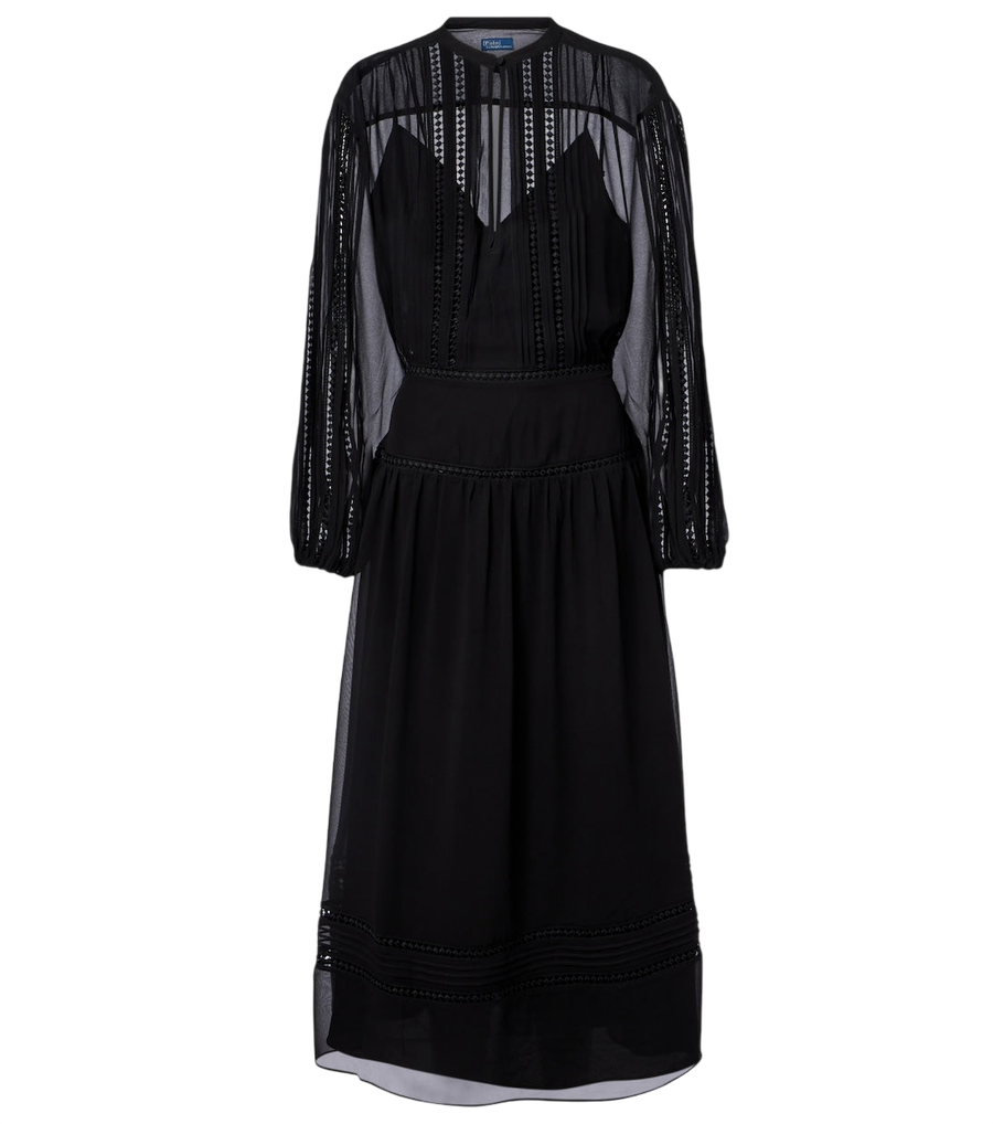 Polo Ralph Lauren Lace-trimmed georgette midi dress