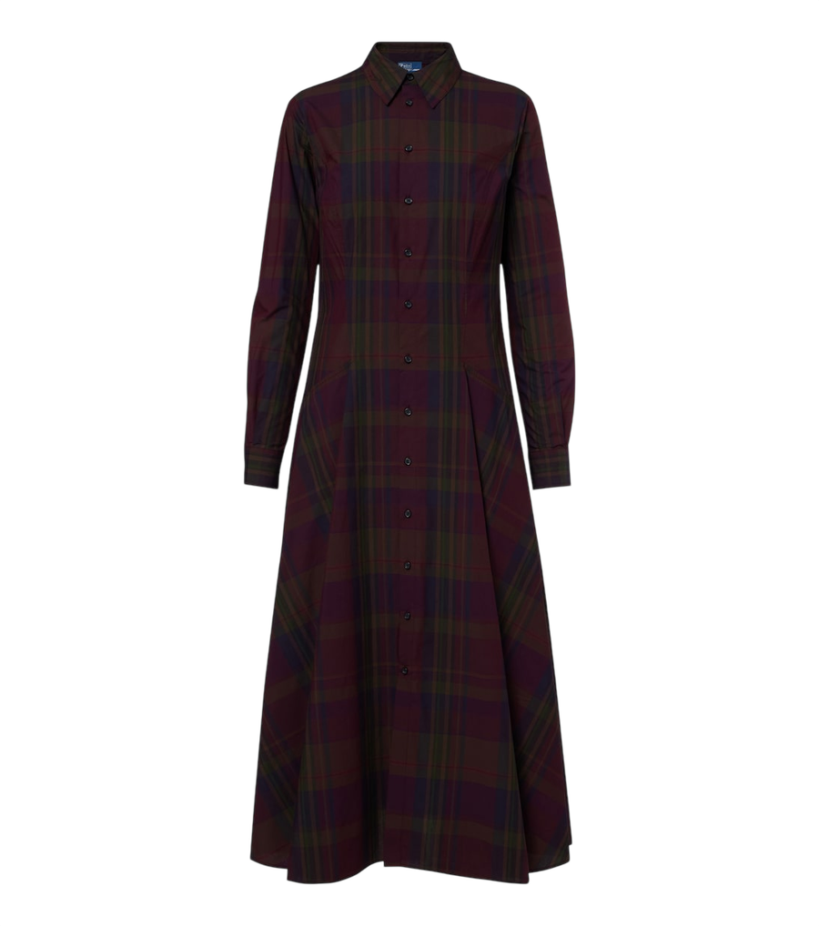 Vestido camisero de mezcla de algodón a cuadros de Polo Ralph Lauren