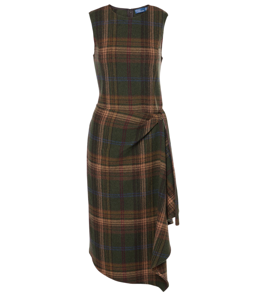 Robe midi en laine mélangée à carreaux Polo Ralph Lauren