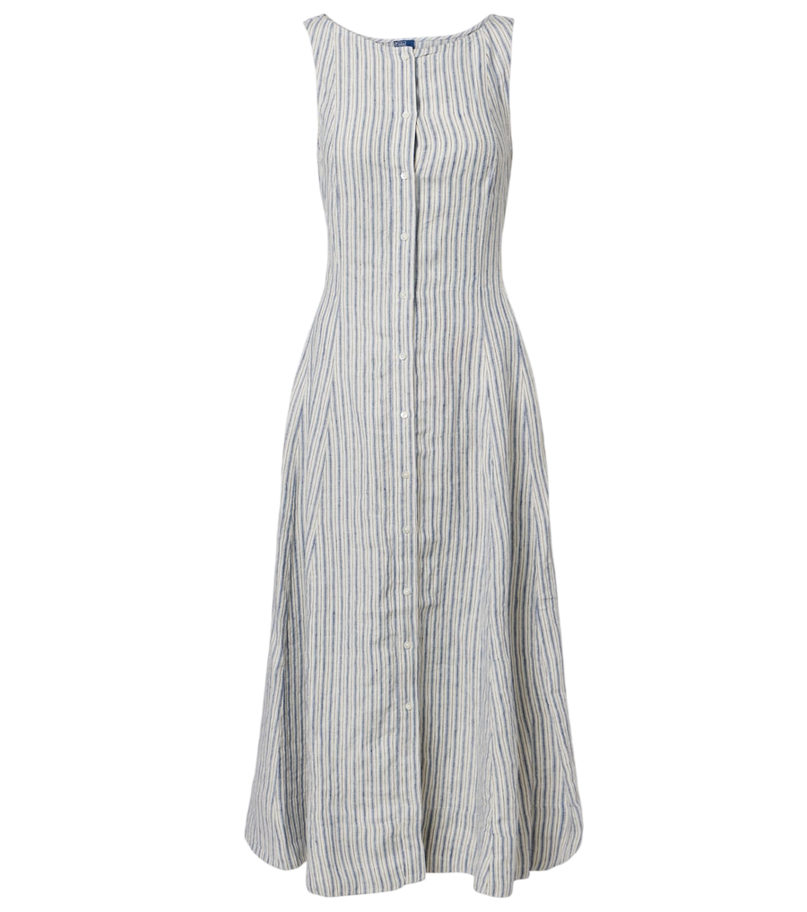 Polo Ralph Lauren Abito midi in lino a righe