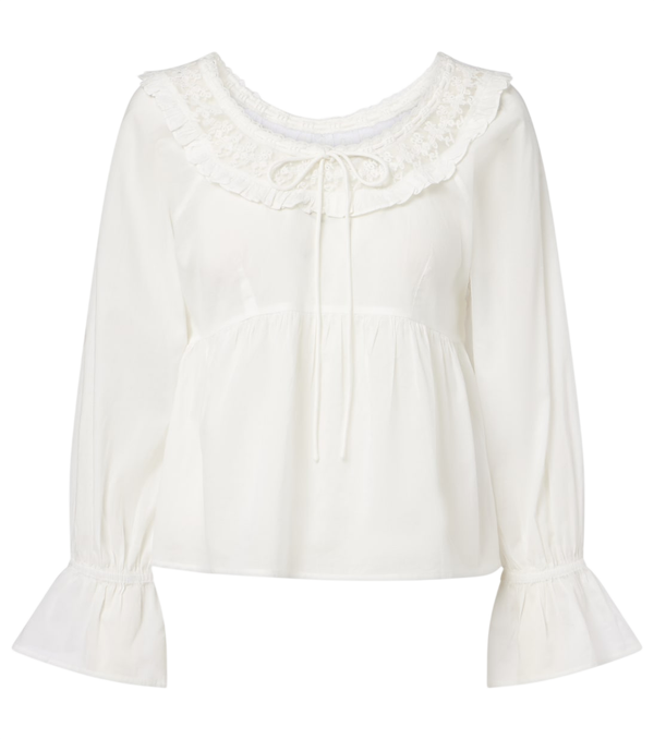 Blouse en coton à bordures en dentelle Danielle Posse