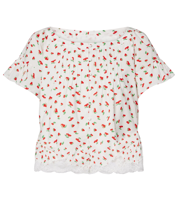 Blouse Posse Delia en coton imprimé à garniture en dentelle