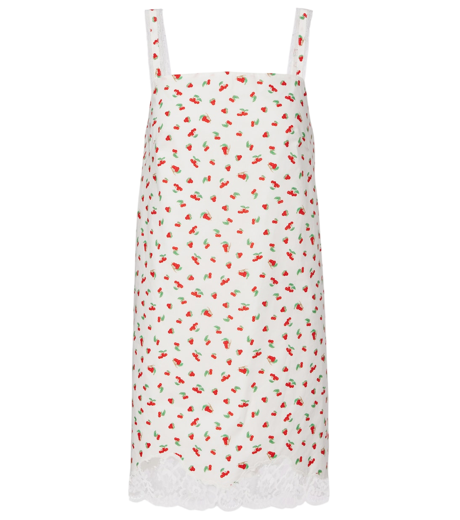 Posse Delia lace-trimmed printed cotton minidress