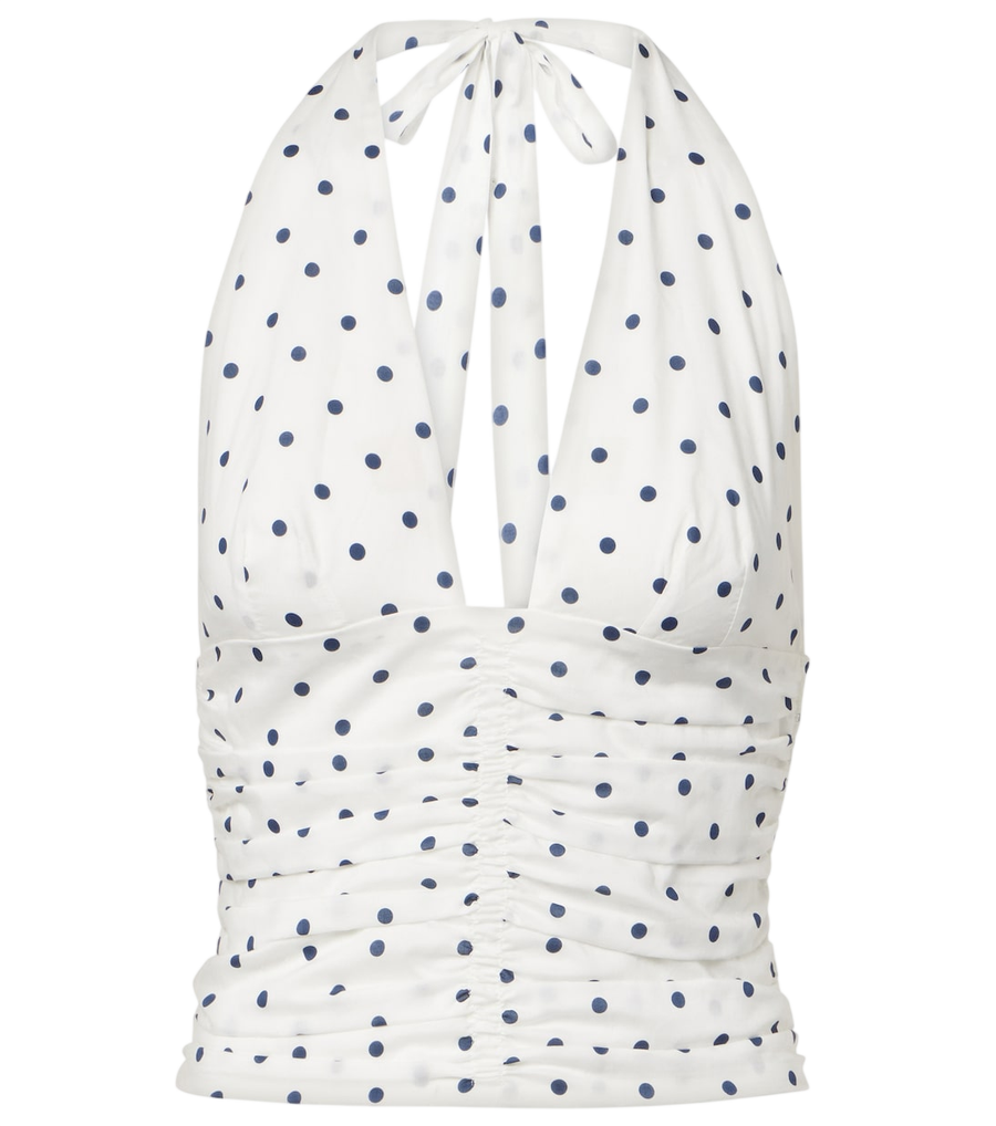 Top con cuello halter y estampado de lunares Edie de Posse