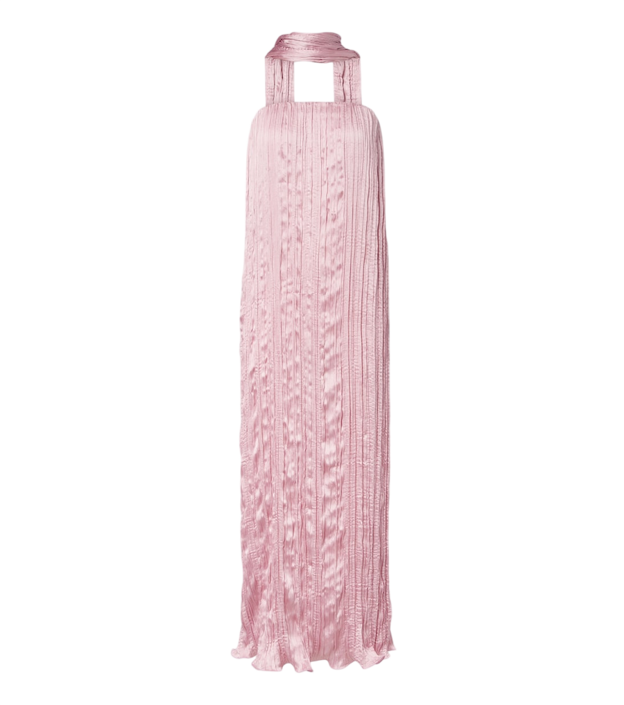 Vestido largo de satén con detalle de pañuelo Esme de Posse