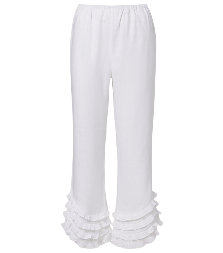 Posse Florence ruffled linen wide-leg pants
