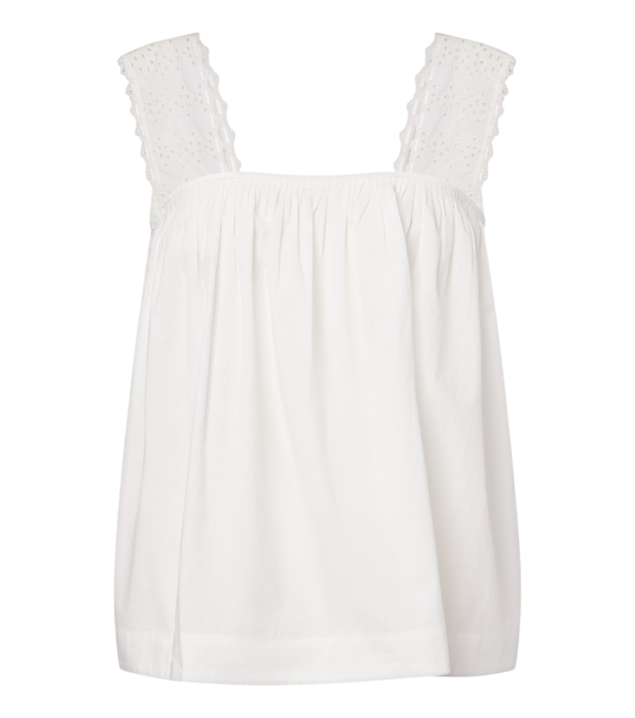 Top de popelina de algodón bordado Harriet de Posse