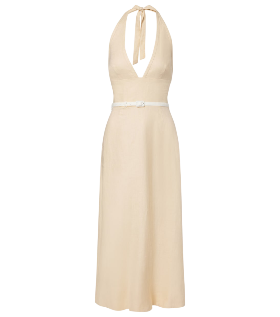 Posse Pamela halterneck linen midi dress