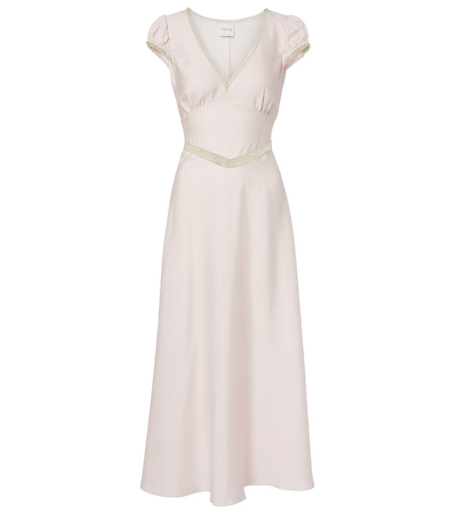 Robe midi Posse Perla bordée de dentelle