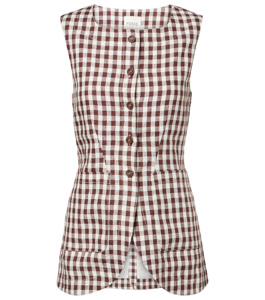 Posse Romeo gingham linen vest