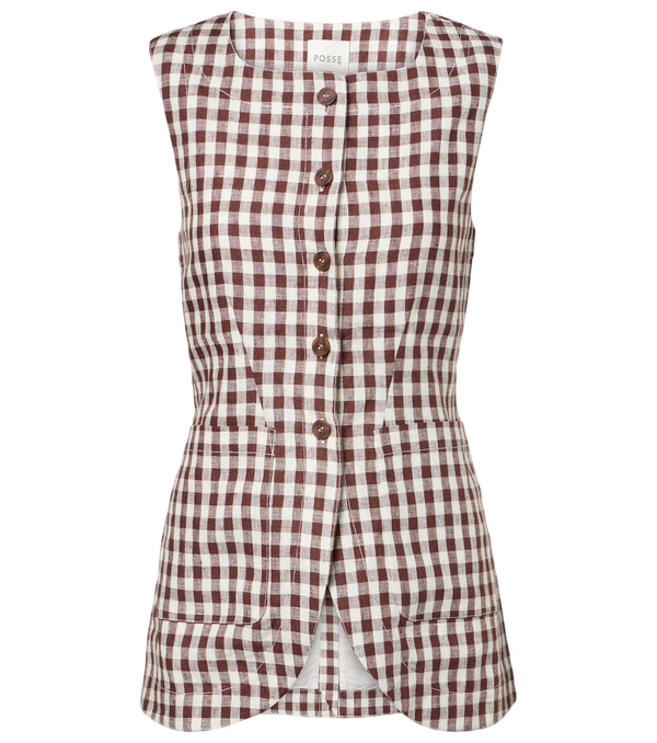 Posse Gilet in lino a quadretti Romeo