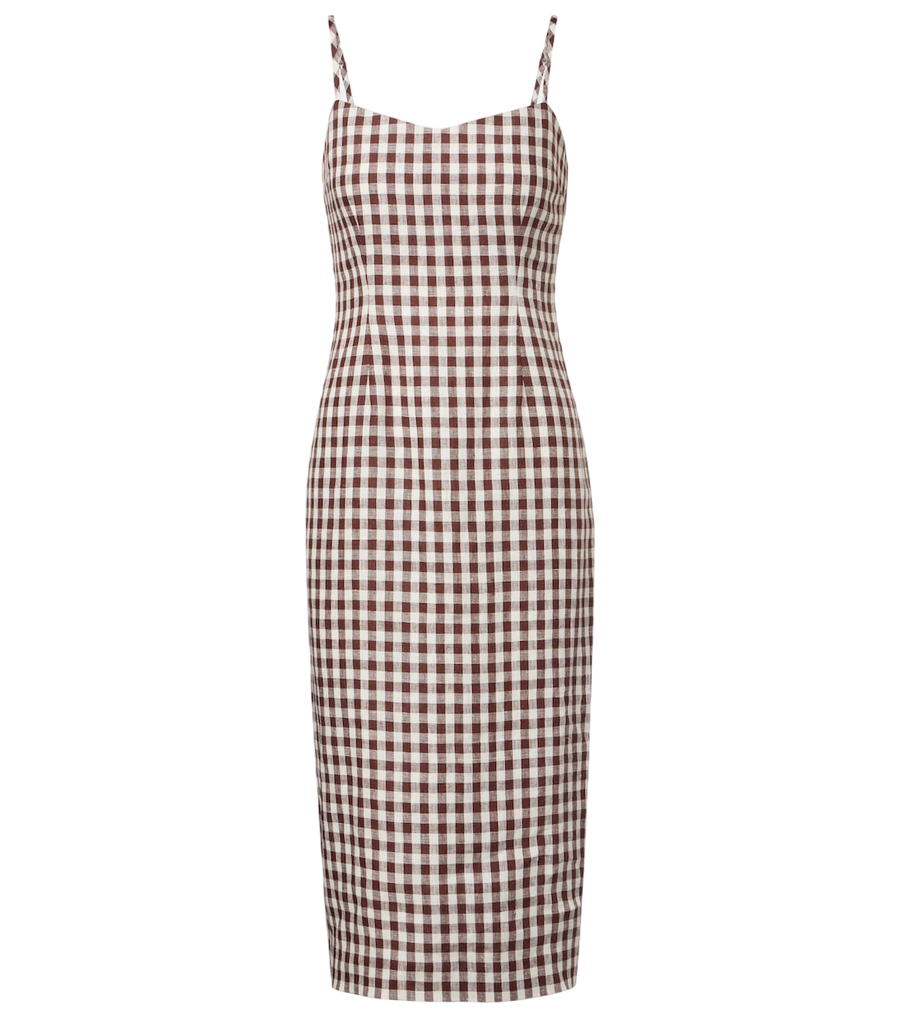 Posse Sadie gingham linen midi dress