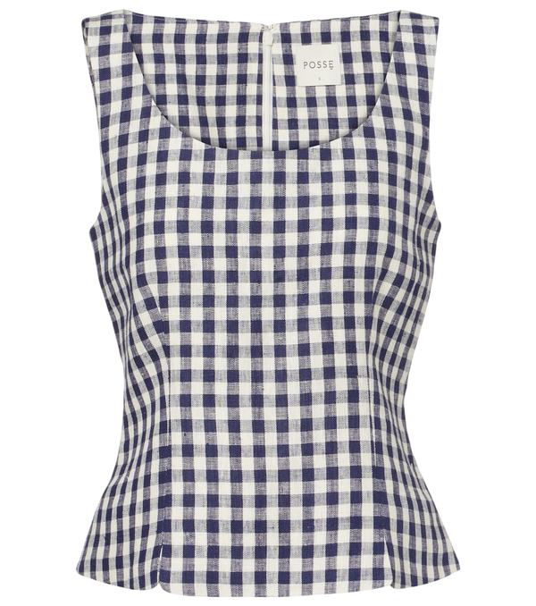 Posse Top in lino a quadretti Sadie