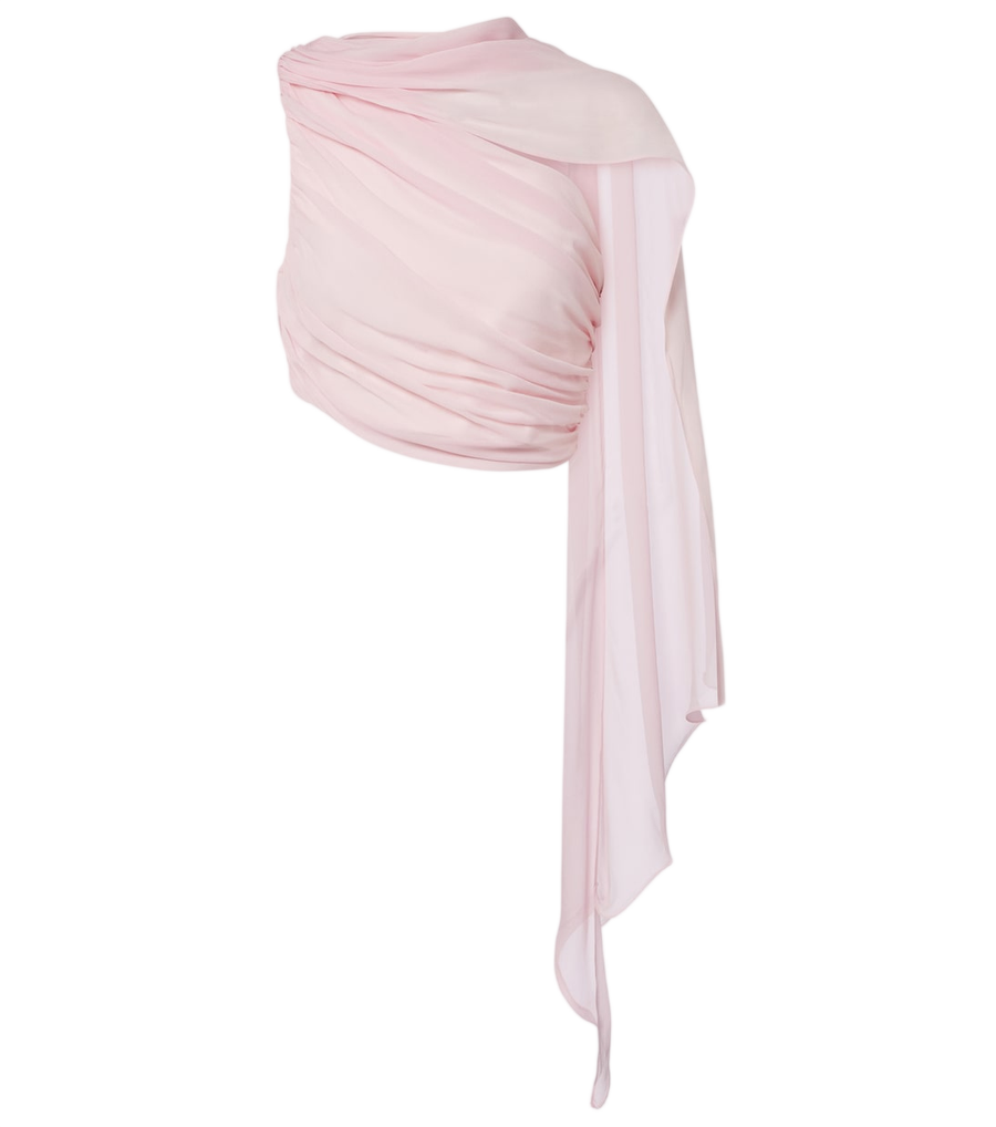 Posse Solene gathered scarf-detail mesh top