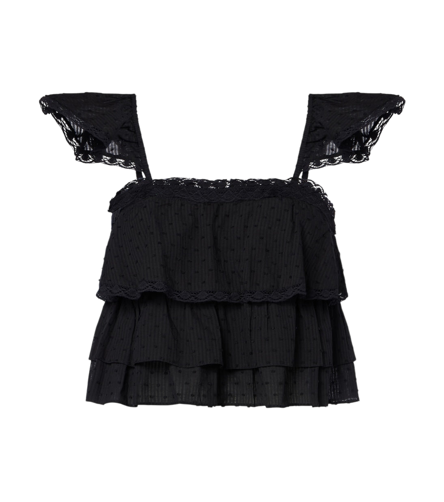 Poupette St Barth Anya ruffled cotton crop top
