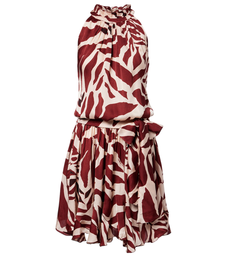 Mini-robe dos nu en satin imprimé Bianca de Poupette St Barth