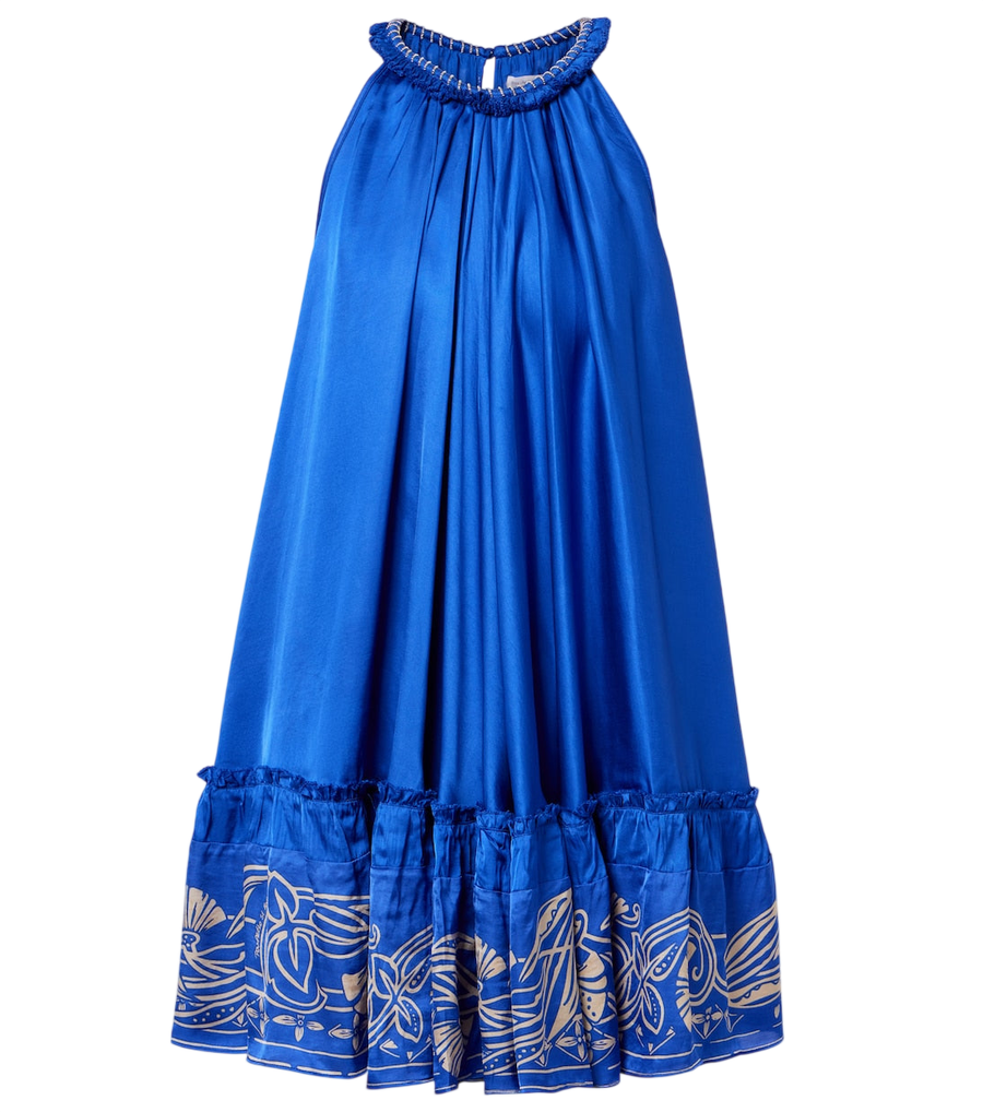 Poupette St Barth Cleo embellished floral satin minidress