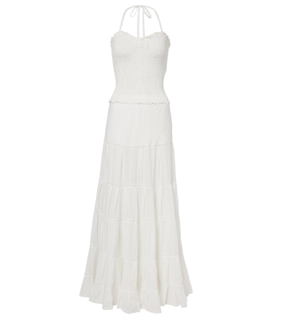 Poupette St Barth Foe shirred cotton maxi dress