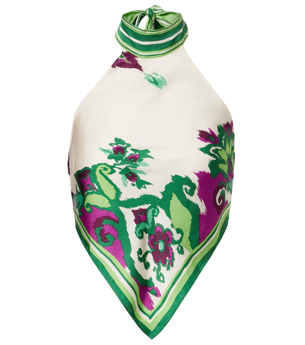 Top de satén con cuello halter estampado Guilia de Poupette St Barth
