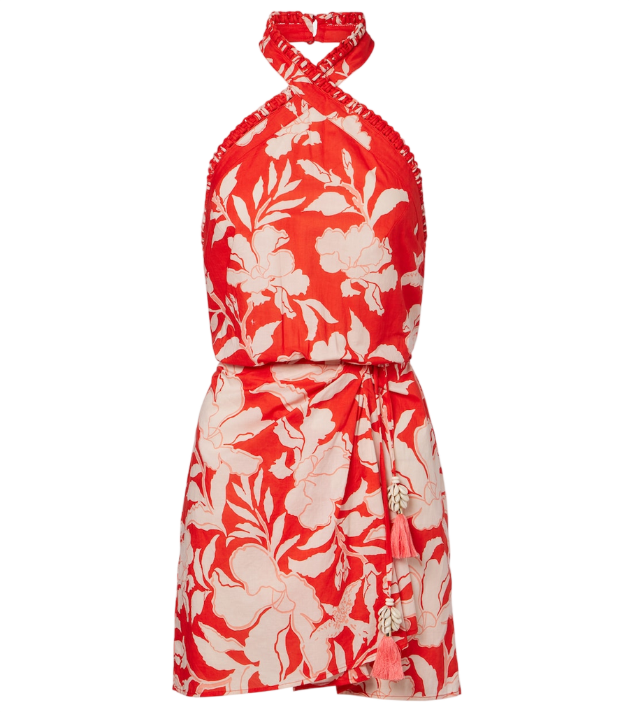 Poupette St Barth Minivestido Manon em algodão floral com decote halter