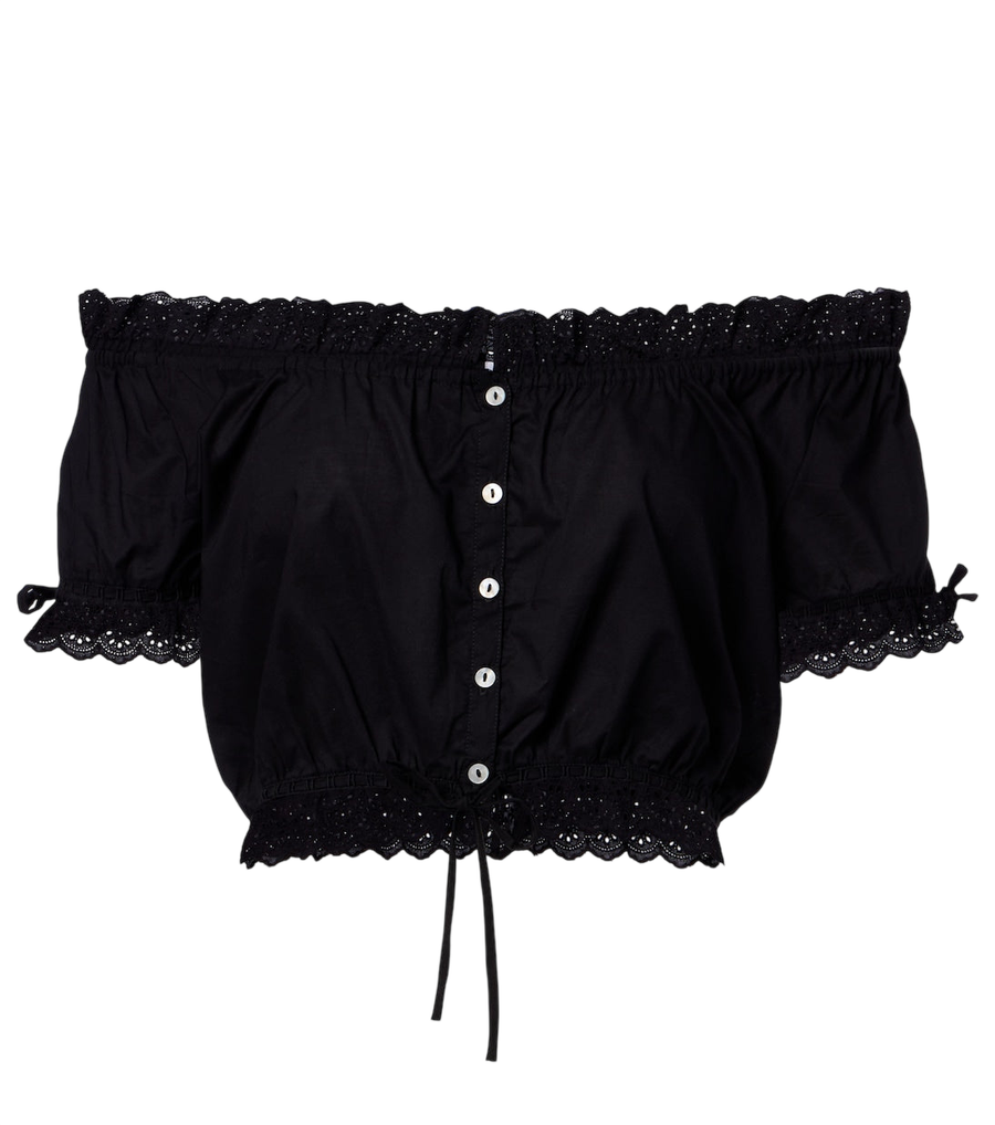 Haut court Poupette St Barth Nala en popeline de coton à broderie anglaise