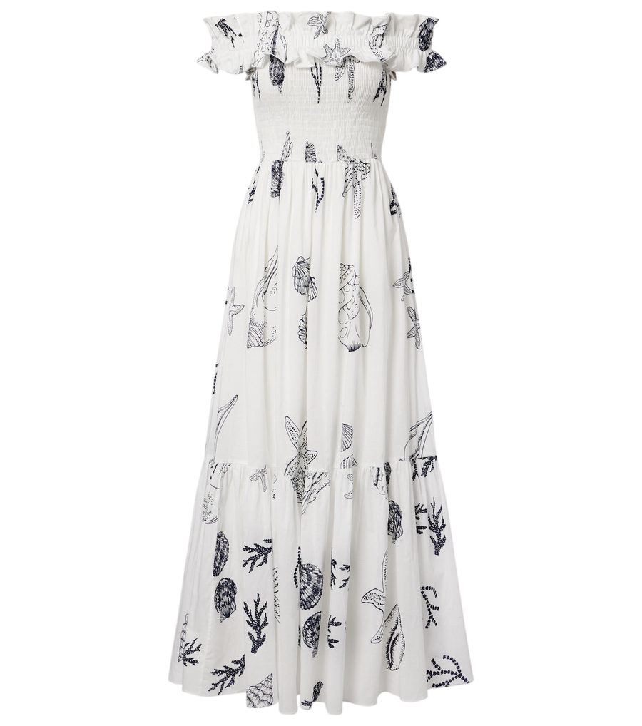 Poupette St Barth Suzanne shirred cotton muslin maxi dress