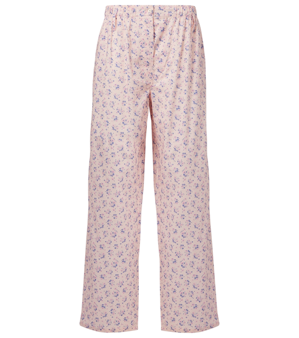 Pantalon large en coton fleuri Batiste Prada