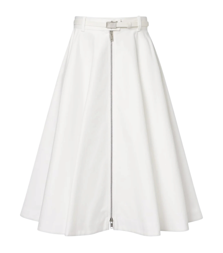 Prada Belted Cotton Midi Skirt