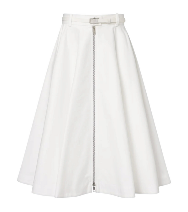Prada Belted Cotton Midi Skirt