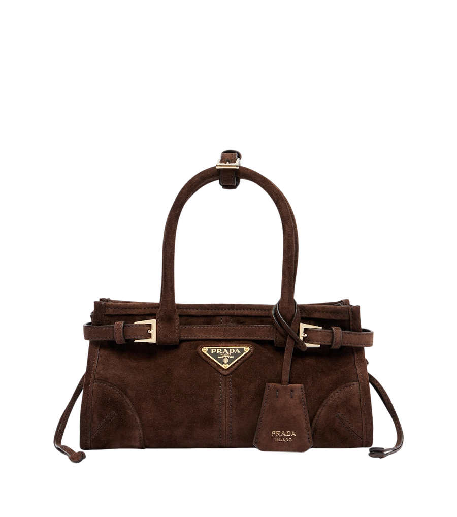 Bolso de mano mini Bonnie de ante de Prada