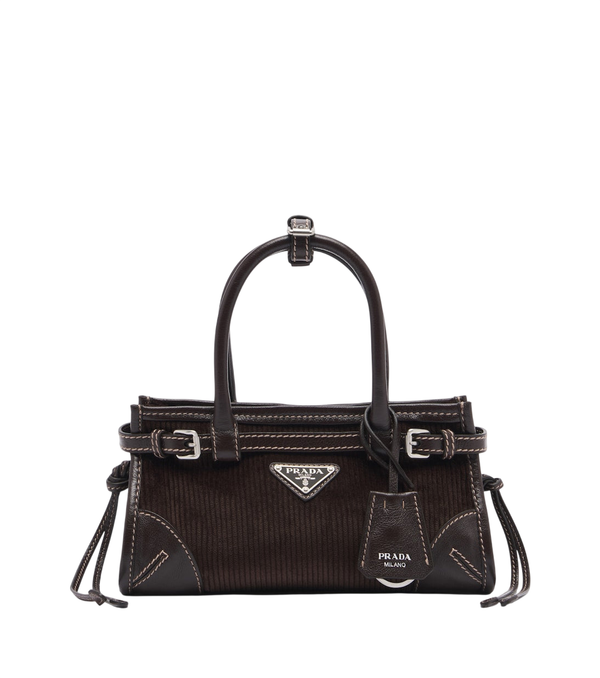 Bolso de mano pequeño Prada Bonnie de pana