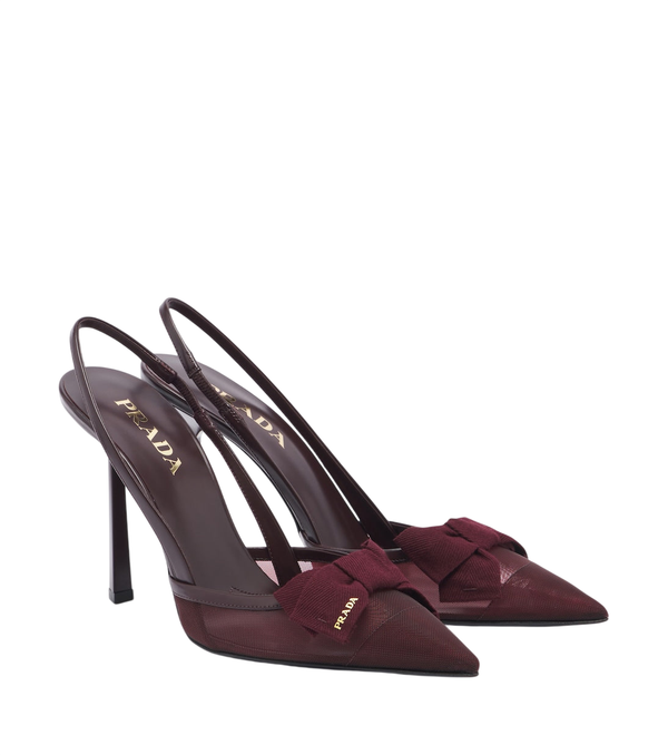 Prada Décolleté slingback in rete con dettaglio a fiocco