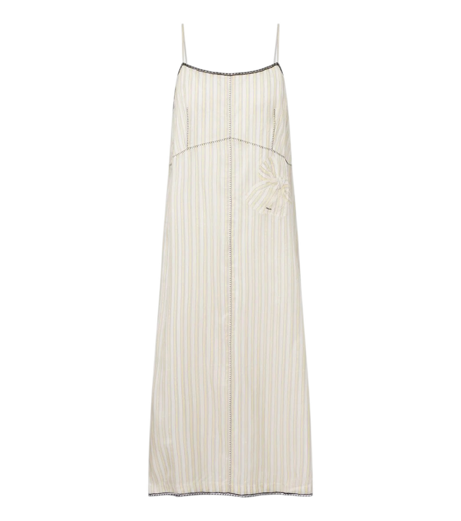 Prada Bow-detail striped midi dress