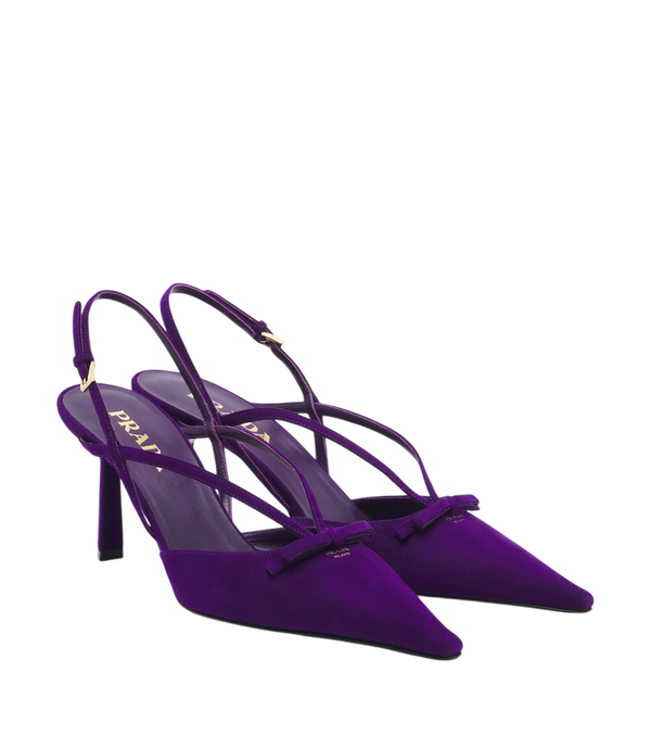 Prada Bow-detail suede slingback pumps