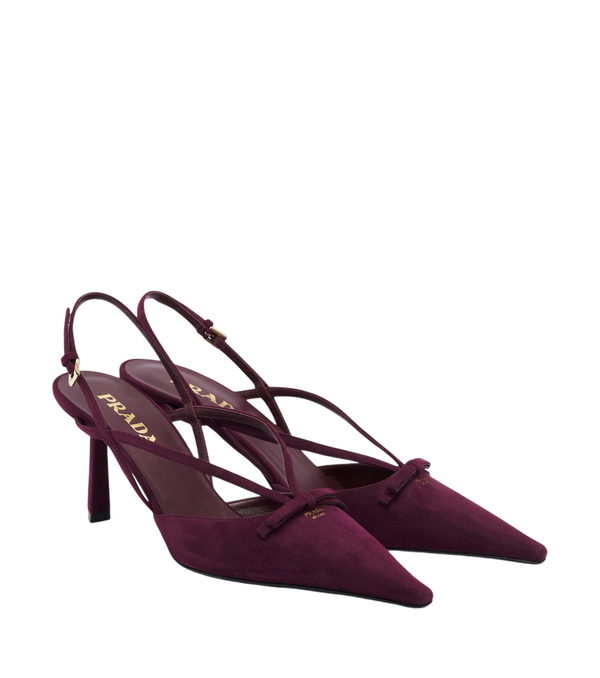 Prada Bow-detail suede slingback pumps