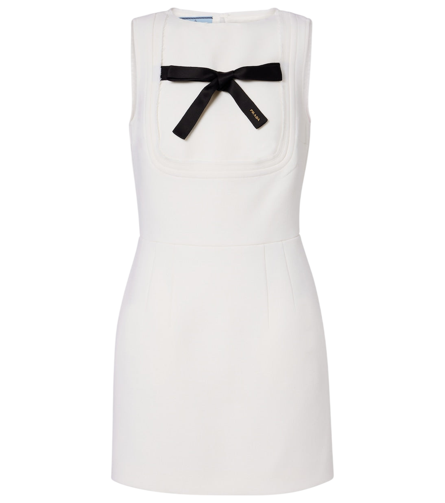 Prada Bow-detail virgin wool minidress